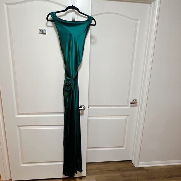 Reformation Anaiis Silk Maxi Dress Forest Green Size 4 - Picture 5 of 7